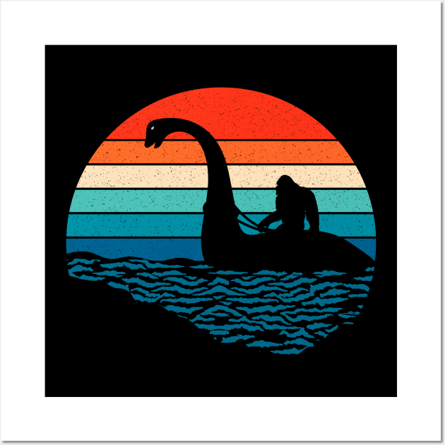 Bigfoot Riding Loch Ness Monster Wall Art by Tesszero